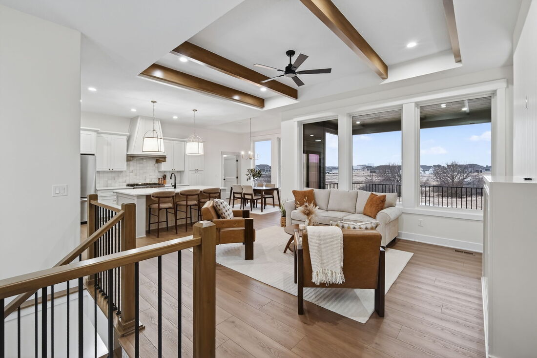 Custom kitchen island with statement pendants