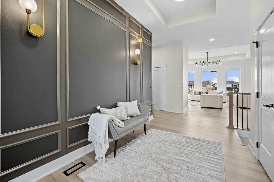 Elegant foyer interior with custom millwork